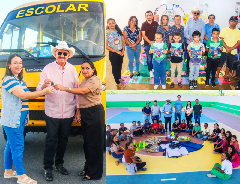 Prefeitura de Boa Ventura entrega novo ônibus escolar, livros didáticos e kits esportivos para a rede municipal