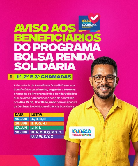 Beneficiários do Bolsa Renda Solidária devem assinar Declaração de Hipossuficiência Econômica