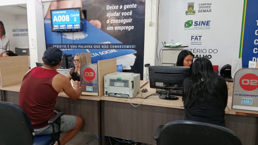 Campina Grande oferece 909 vagas de emprego, conforme sistema de cadastro do Sine Municipal